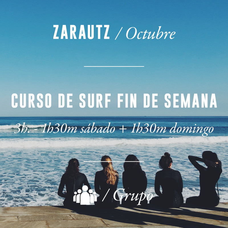 ZARAUTZ - Curso de Surf Fin de Semana 3h en Grupo - OCTUBRE 2024