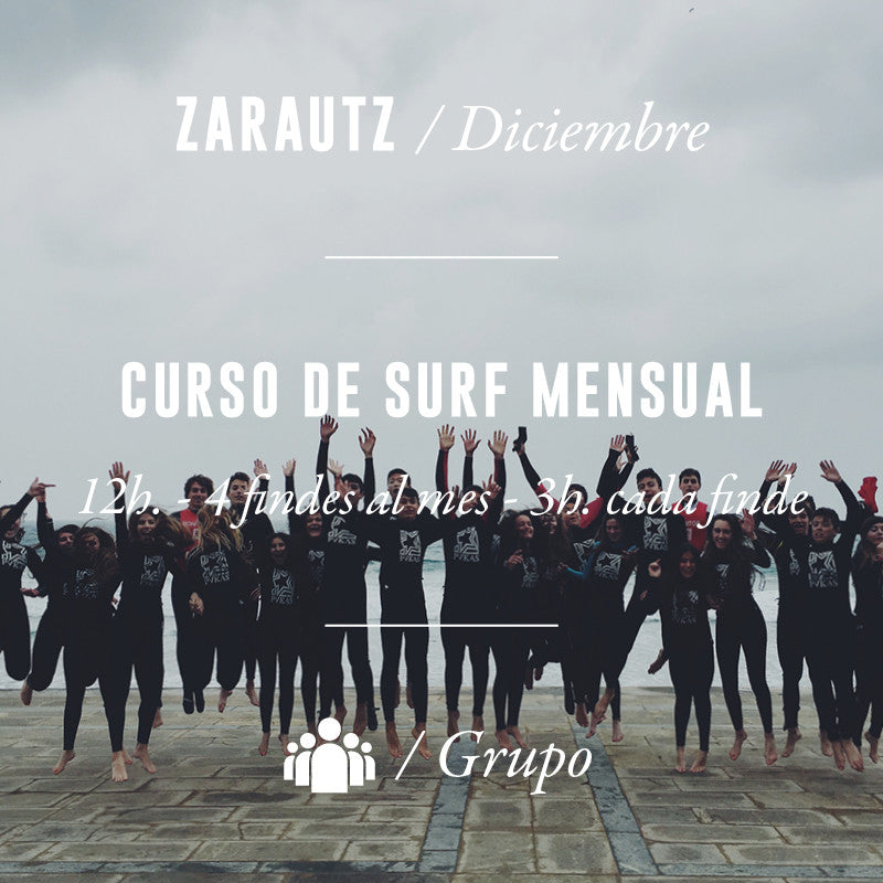 ZARAUTZ - Curso de Surf Mensual 12h - DICIEMBRE 2025