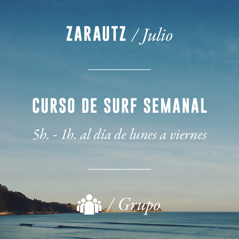 ZARAUTZ - Clase de Surf Semanal 5h en Grupo - JULIO 2025