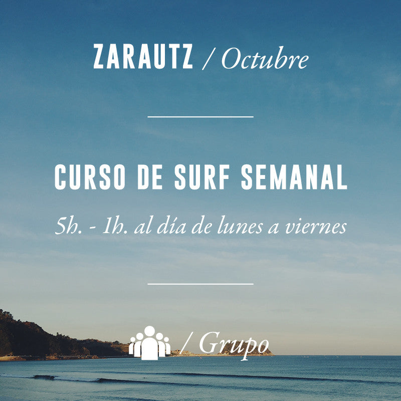 ZARAUTZ - Clase de Surf Semanal 5h en Grupo - OCTUBRE 2025