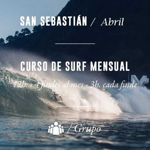 SAN SEBASTIAN-Curso de Surf Mensual 12h - ABRIL 2024