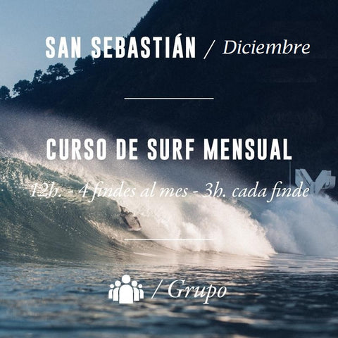 SAN SEBASTIÁN - Curso de Surf Mensual 12h - DICIEMBRE 2024