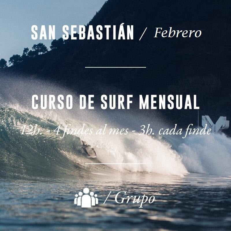 SAN SEBASTIÁN - Curso de Surf Mensual 12h - FEBRERO 2024