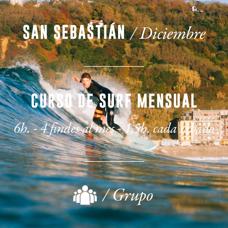 SAN SEBASTIÁN - Curso de Surf Mensual 6h (Sábados) - DICIEMBRE 2024