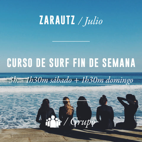 ZARAUTZ - Curso de Surf Fin de Semana 3h en Grupo - JULIO 2023