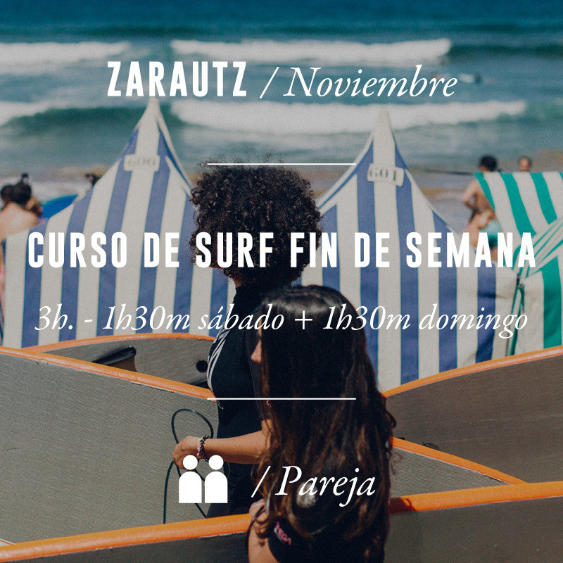 ZARAUTZ - Curso de Surf Fin de Semana 3h en Pareja - NOVIEMBRE 2023