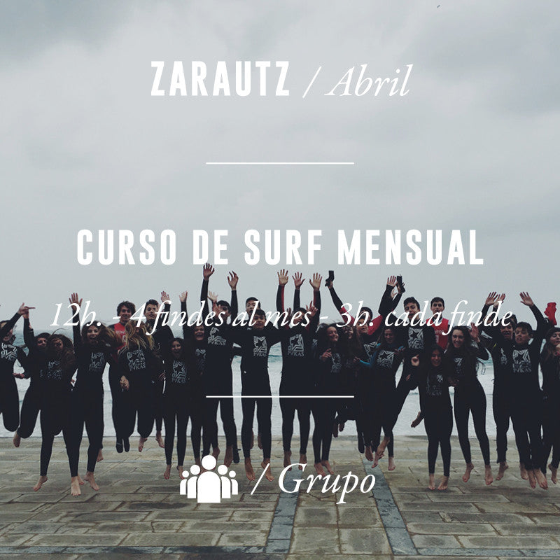 ZARAUTZ - Curso de Surf Mensual 12h - ABRIL 2024