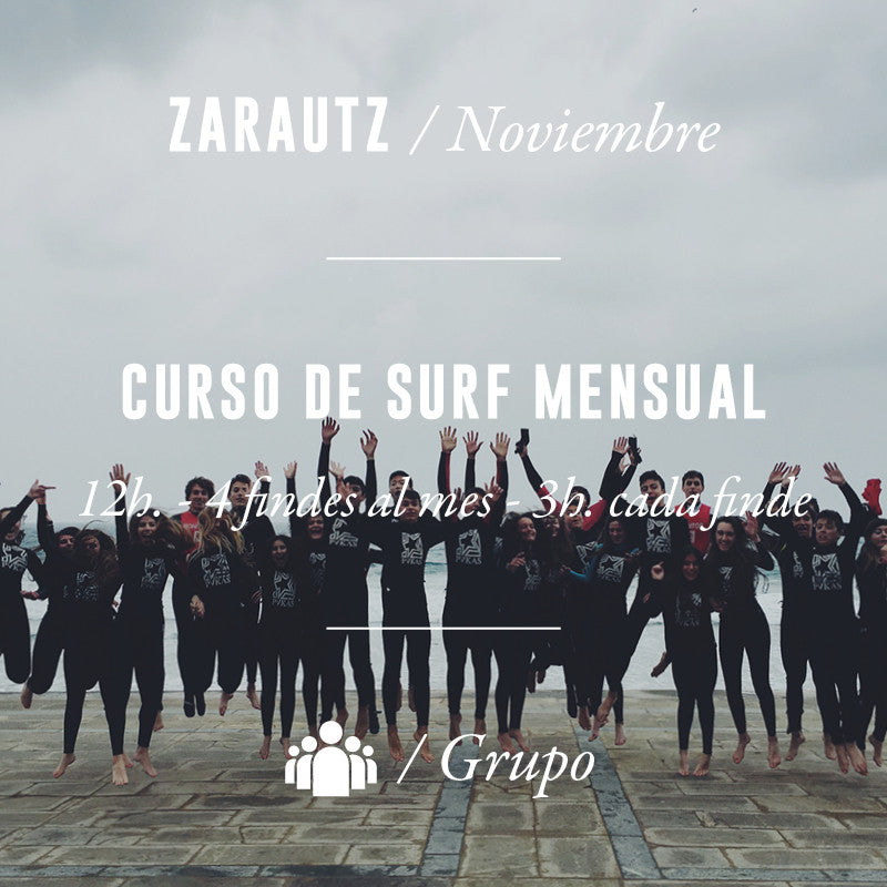 ZARAUTZ - Curso de Surf Mensual 12h - NOVIEMBRE 2023
