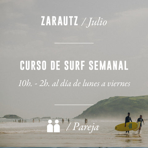 ZARAUTZ - Curso de Surf Semanal 10h en Pareja - JULIO 2024