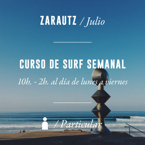 ZARAUTZ - Curso de Surf Semanal 10h Particular - JULIO 2024