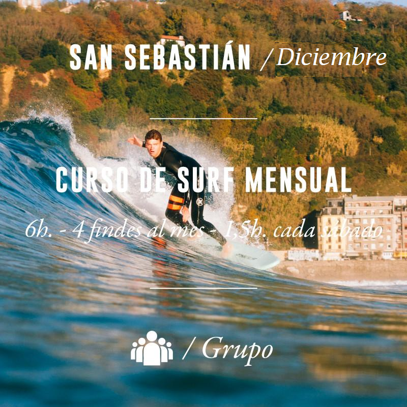 SAN SEBASTIÁN - Curso de Surf Mensual 6h (Sábados) - DICIEMBRE 2024