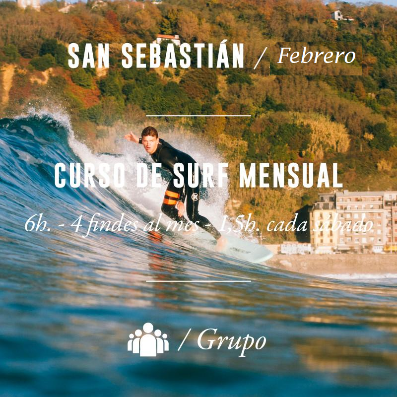 SAN SEBASTIÁN - Curso de Surf Mensual 6h (Sábados) - FEBRERO 2023