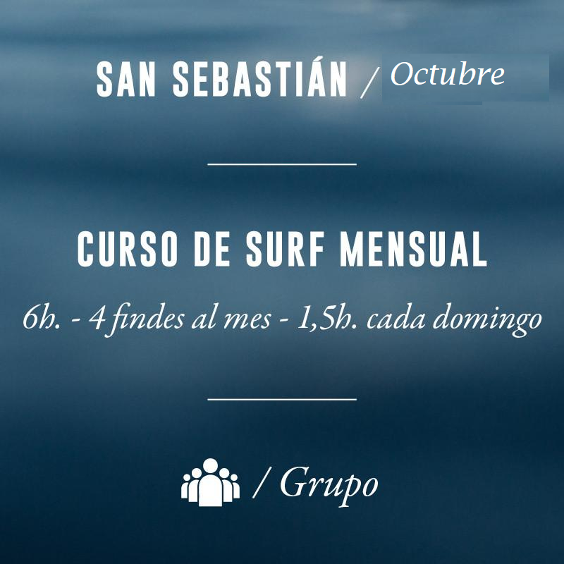 SAN SEBASTIÁN - Curso de Surf Mensual 6h (Domingos) - OCTUBRE 2024